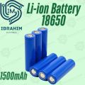 18650 Li ion Cell Rechargeable new | 3.7V to 4.2V |Actual Capacity 1500mAh+ tested| Mass 42g. 