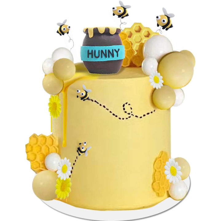 Honey Jar Cake Topper Honeycomb Cake Decorations Bumble Bee Cake Toppers for Birthday Bee Theme Baby Shower