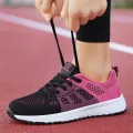 Women Casual Shoes Breathable Walking Mesh Lace Up Flat Shoes Sneakers Women Tenis Feminino Pink Black White. 