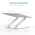 【1KG】 Metal Laptop Stand Aluminium ~ Portable Aluminum Alloy Base, Foldable Laptop Metal Stand Cooling Pad with Adjustable Height & Anti Slip Rubber Grips ~ Compatible with All Laptops, Tablet, Notebook ~ Silver by FunBug. 