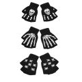 New Punk Gloves Unisex Halloween Skeleton Skull Half Finger Gloves Glow In The Dark Fingerless Stretch Knitted Winter Mittens.