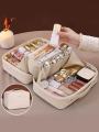 PU Flame Makeup Bag, Beauty Makeup Storage Bag, Double Zipper Makeup Brush Bag, Business Travel Toiletries Sorting Bag.