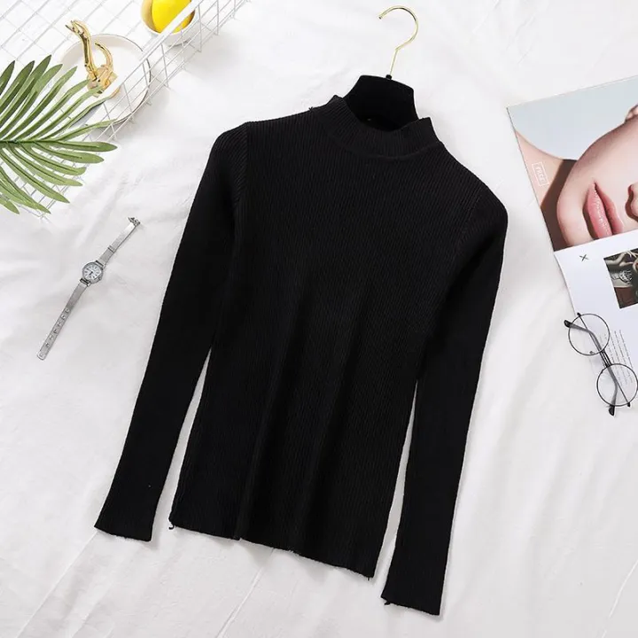 MEXZT%20Solid%20Sweater%20Women%20Harajuku%20Half%20Turtleneck%20Knitted%20Pullovers%20Korean%20Black%20Knitwear%20Winter%20Fashion%20Basic%20All%20Match%20Jumper%20-%20Image%202