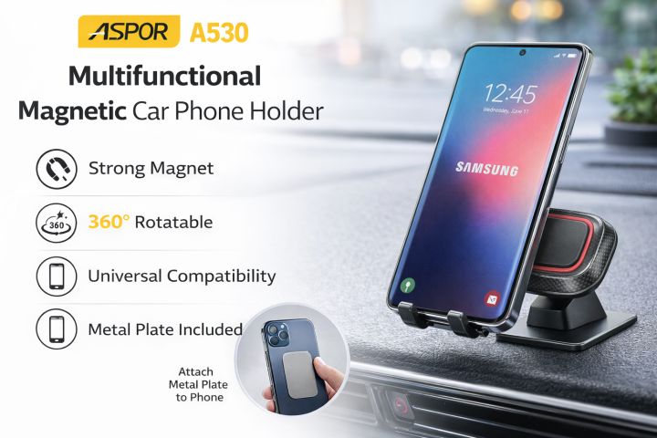 Aspor%20A530%20Multifunctional%20Magnetic%20Car%20Mobile%20Holder%20360%20Rotatable%20Dashboard%20Phone%20Stand%20Universal%20Car%20Bracket%20-%20Image%203