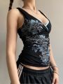 Women's Slim Fit Crop Tops Girl Emo Streetwear 2000s Y2K Summer tops Vintage T-shirt Graphic Print O Neck Hanging neck vest Tee. 