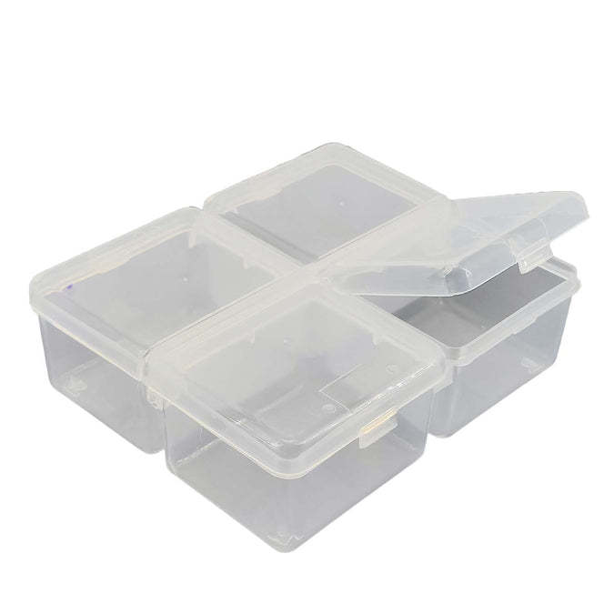 4-Partition Plastic tools Box jewellery box 11x9x3.5 CM Rectangle Compartment Size 5x4 CM For Multipurpose Packing & Storage Transparent Size 100x80mm