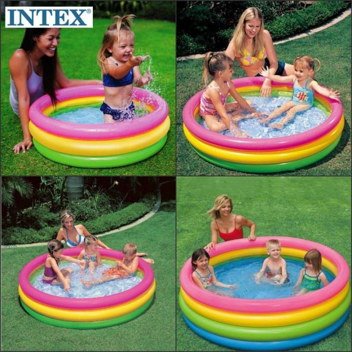 Intex%20Inflatable%203%20Layer%20Orginal%2058''*13''%20Kids%20Rainbow%20Colors%20Swimming/Bathing%20Pool%20%20With%20Air%20Pump%20-%20Image%207