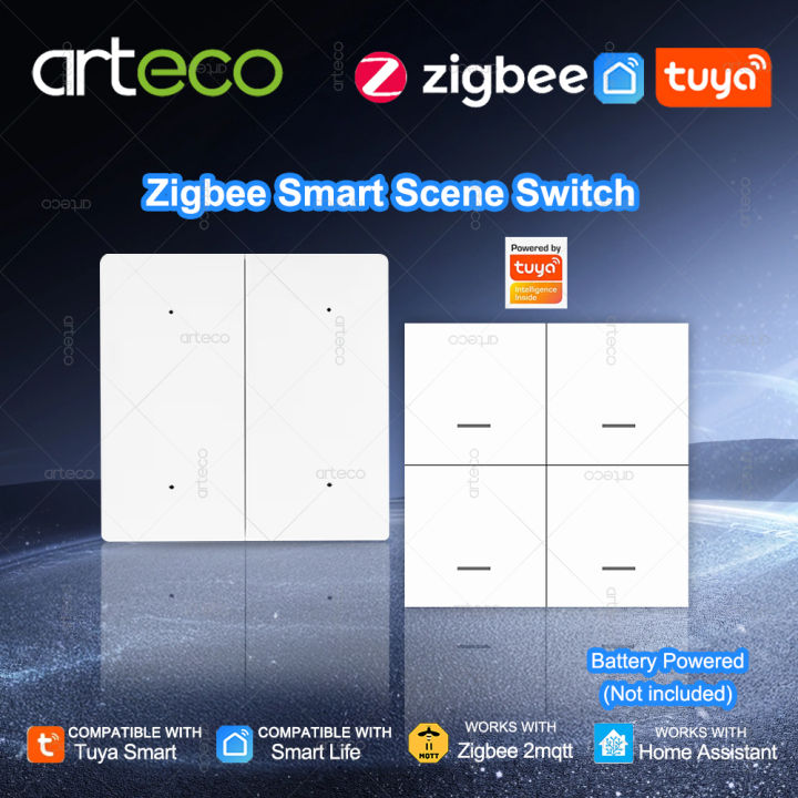 Tuya Smart ZigBee Wireless Scene Switch 4 Gang Scenario 12 Mode Automation Push Button Controller Support Z2MQTT Home Assistant