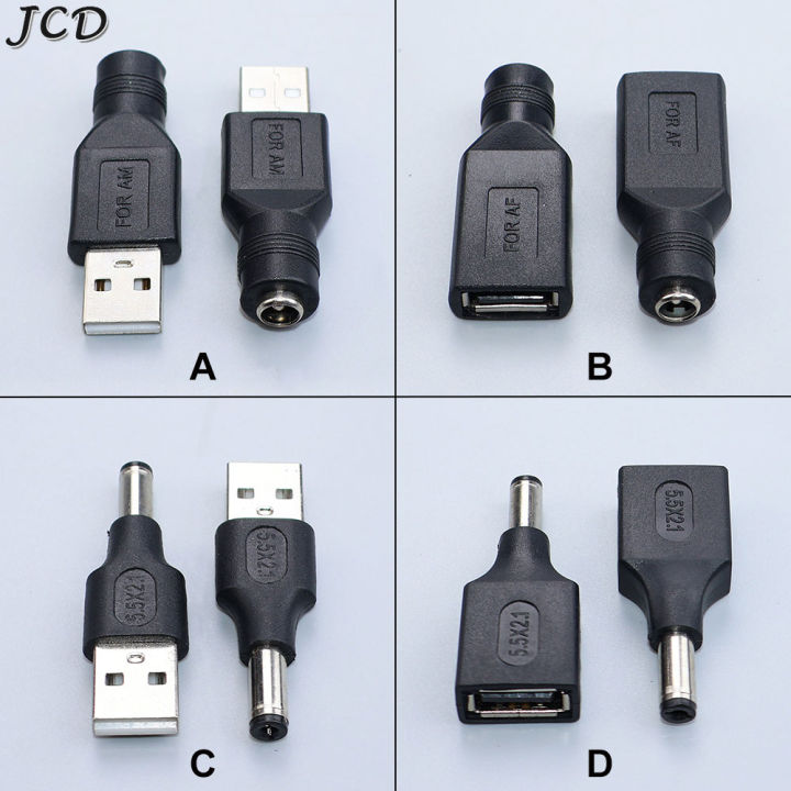 JCD DC Plug 5.5*2.1mm to USB Female Male Jack Socket DC 5.5x2.1mm 5V Power Adapter Charging Converter For Laptop PC