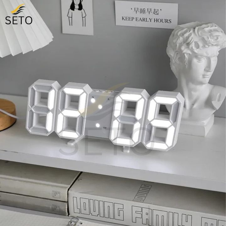 [SETO] 3D LED Digital Alarm Clock With Date, Time, Temperature High ...