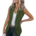 2023 Autumn New Style Sleeveless Solid Color Suit Collar Loose Cardigan Women's Wear. 