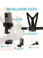 Adjustable Chest Mount Phone Holder 360° Rotation Body Strap Phone Mount for First Person View POV Video Recording Vlog Hiking.