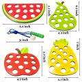 Wooden Lacing Toy Educational Fruits Threading Activity Puzzles Studying Fine Motor Skill Car Toy Set for Toddlers Kid Best . 