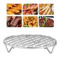Round Air Fryer Rack Stackable Stainless Steel Grid Grill BBQ Net with Foot Cooling Rack Steam Baking Rack For Home Kitchen. 