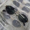 Unisex Metal Summer Sunglasses for Men and Women - Retro Oval Fashion Style with Gold Frame.