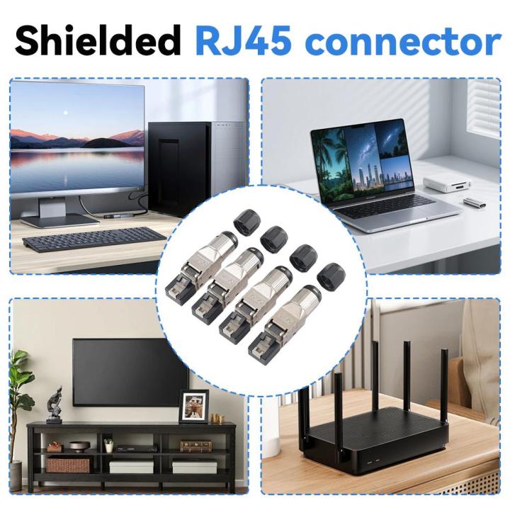 Tool-Less Shielded RJ45 Modular Plug CAT8 CAT7 High Speed Network ...