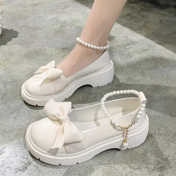Fashion%20Mary%20Jane%20Shoes%20Women%202024%20Spring/summer%20New%20Pearl%20Bow%20Single%20Shoe%20Chunky%20Heel%20Small%20Leather%20Shoes%20-%20Image%203