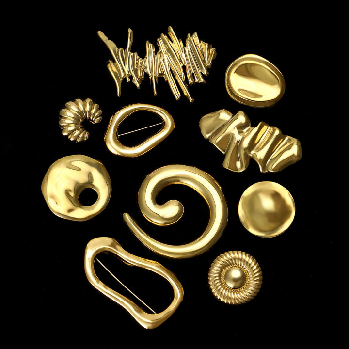 Stainless Steel Irregular Ring Brooches for Women Unisex Glossy Geometric Pins Banquet Party Backpack s Jewelry Accessories