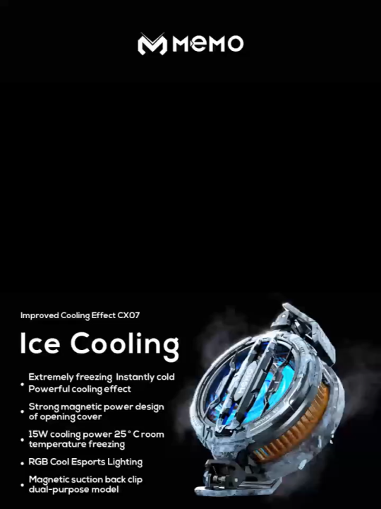 MEMO CX07 Magnetic Cooler Fan 15W Instant Heat Dissipation Phone Cooler Semiconductor Heatsink Compatible with Mobile and Tab Cooling Fan for Gaming