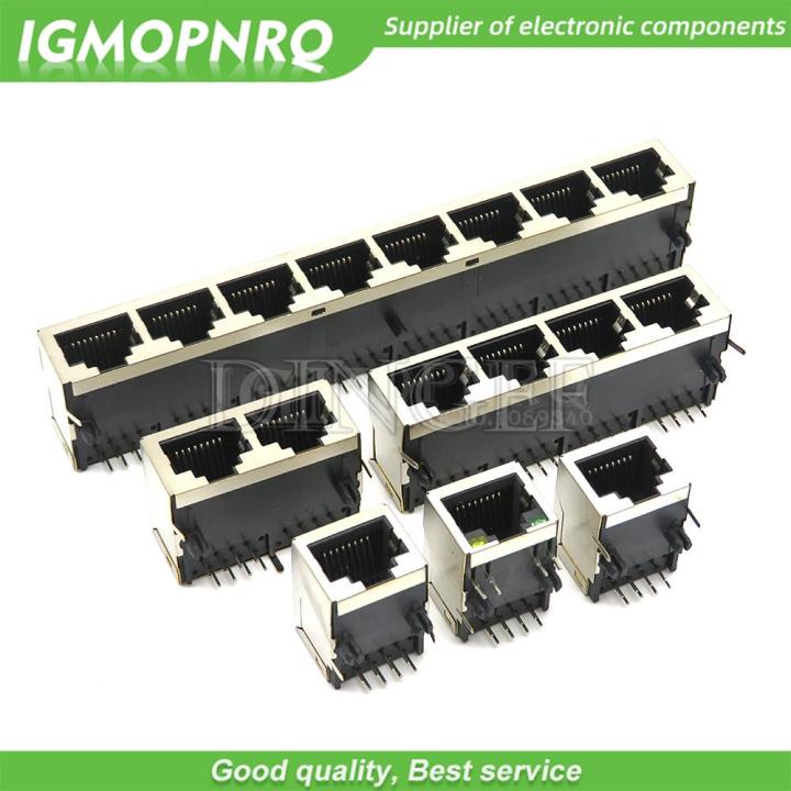 RJ45 59 Metal Female PCB Right Angle Board Jack Connector 8P8C Crystal ...