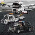 HUIQIBAO MOC Tow truck Model Building Blocks City trailer Bricks Toy for Kids Boy Children Adult Car Set home Decoration.