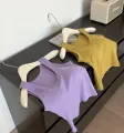 PX 32-36 inches premium grade cotton padded bra top underwear comfortable hot fit women's tank top gray yellow purple. 