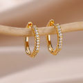 Zirconia Polygon Earrings for Women Stainless Steel Hoop Earrings 2024 Trend Femme Bling Luxury Wedding Jewelry aretes mujer. 