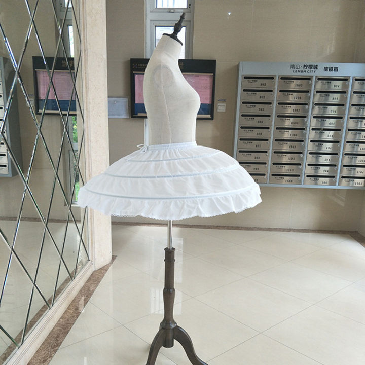 Children%20Girls%203%20Steel%20Hoops%20White%20Petticoat%20Wedding%20Gown%20Dress%20Underskirt%20Elastic%20Waistband%20Drawstring%20A-Line%20Skirt%20Edge%20-%20Image%204