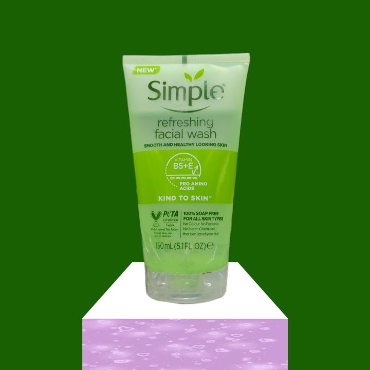 NEW%0A%0ASimple%0A%0Arefreshing%20facial%20wash%0A%0ASMOOTH%20AND%20HEALTHY%20LOOKING%20SKIN%0A%0AVITAMIN%20B5+E%0A%0A000%0A%0APRO%20AMINO%0A%0A--%20ACIDS%0A%0AKIND%20TO%20SKIN%E2%84%A2%E2%84%A2%0A%0A%E2%9C%94PETA%0A%0AAPPROVED%0A%0AVegan%0A%0AGlobal%20Animal%20Test%20Policy%0A%0ASimple%20does%20not%20test%20on%20animals.%0A%0A100%25%20SOAP%20FREE%20FOR%20ALL%20-%20Image%202