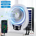 Solar Fan light Solar Powered AC DC Rechargeable Solar Fan with Solar Panel and LED Bulb light for Outdoor  LED Camping Lights. 