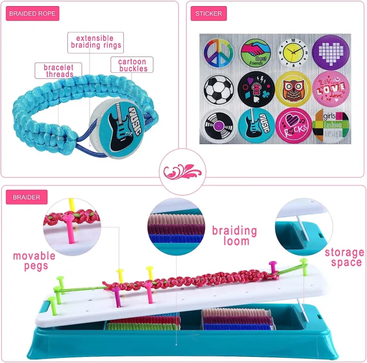 Friendship%20Bracelet%20Making%20Kit%20for%20Girls,%20DIY%20Friendship%20Bracelet%20Maker%20Set%20Include%20Braide%20Loom,%20Adjustable%20Pegs,%20Stickers%20-%20Image%203