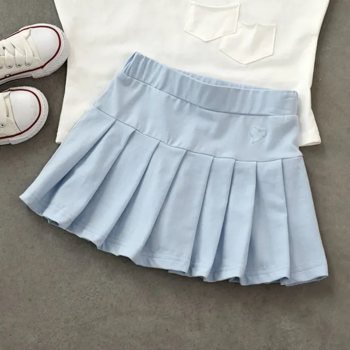 Korean%20Reviews%20Many%20Baby%20Clothes%20Embroidered%20Heart%20Design%20Cute%20Sweet%20SolidCasual%20Simple%20Pleated%20Skirt%20Safety%20Pants%201PCS%20-%20Image%204