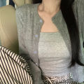 Red Cardigan Sweater for Women Soft Knit Long Sleeve Button-up Crop Jacket Blouse Top Spring Autumn Shrunken Cardigan Y2K. 