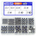 200pcs DIN985 Hex Nylon Insert Self Lock Nut Nylock Locknut Assortment Kit Set M2 M2.5 M3 M4 M5 M6 M8 304 A2-70 Stainless Steel. 