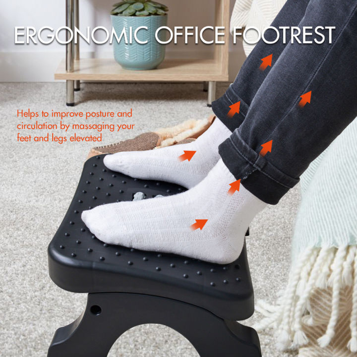 Under Desk Footrest Ergonomic Foot Stool with Massage Rollers MaxLoad