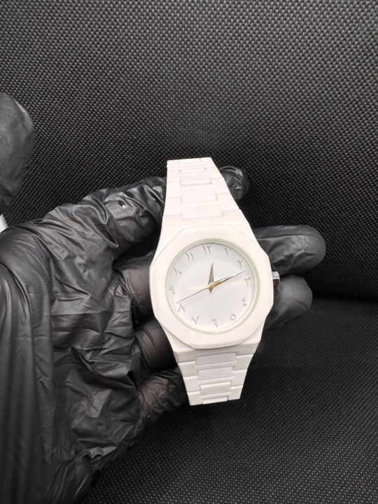 Most Treading Arabic Aura Watch Premium Stainless Steel Luxury Wrist Watch for Men Full White Colour
