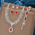 Elegant Bridal Jewelry Set Necklace Earrings with Sparkling Rhinestones Perfect for Weddings Parties. 