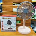 JY SUPER Jy-2218 professional rechargeable portable mini table fan strong wind left to right oscillating angle 45 degrees AC/ DC.