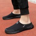 MAEDEF Half Slippers Outdoor High Quality Anti-slip Men Leisure Shoes Mesh Breathable Soft Comfortable Flat-bottomed Slippers.