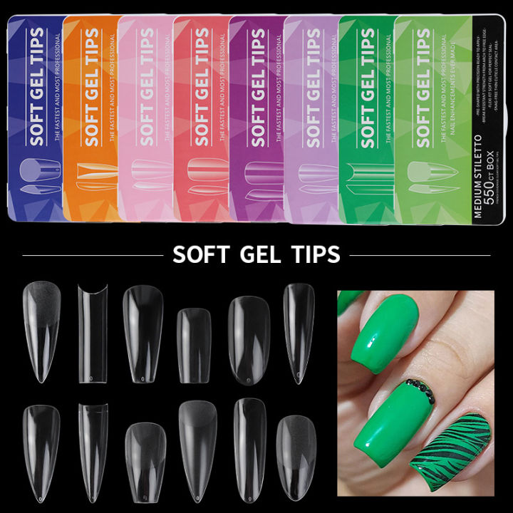 550PCS Box Full Fake Nail Press On Nails Ultra-thin Matte Long Water Drop Almond Shaped Scratch Free Manicure Kits Accessories