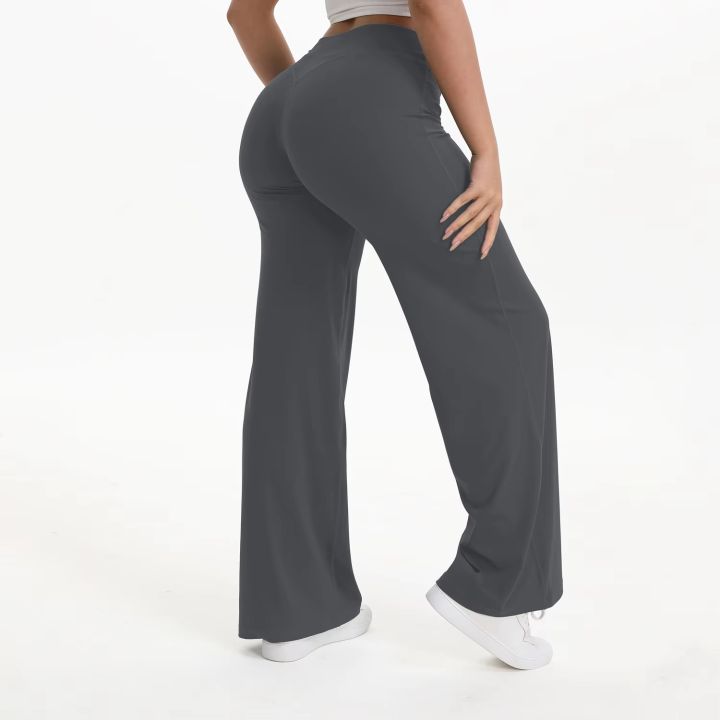SoftMotion%20Straight%20Leg%20Bottoms%20Women's%20Mid-Waist%20Yoga%20Pants%20GYM%20Leggings%20Naked%20Feel%20Pilates%20Running%20Sports%20Trousers%20-%20Image%202