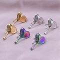5 Pairs Charm Metal Stainless Steel Golden Earring Oval Moon Cross Lava Loving Blank Base Earrings Diy Making Jewelry Supplies. 