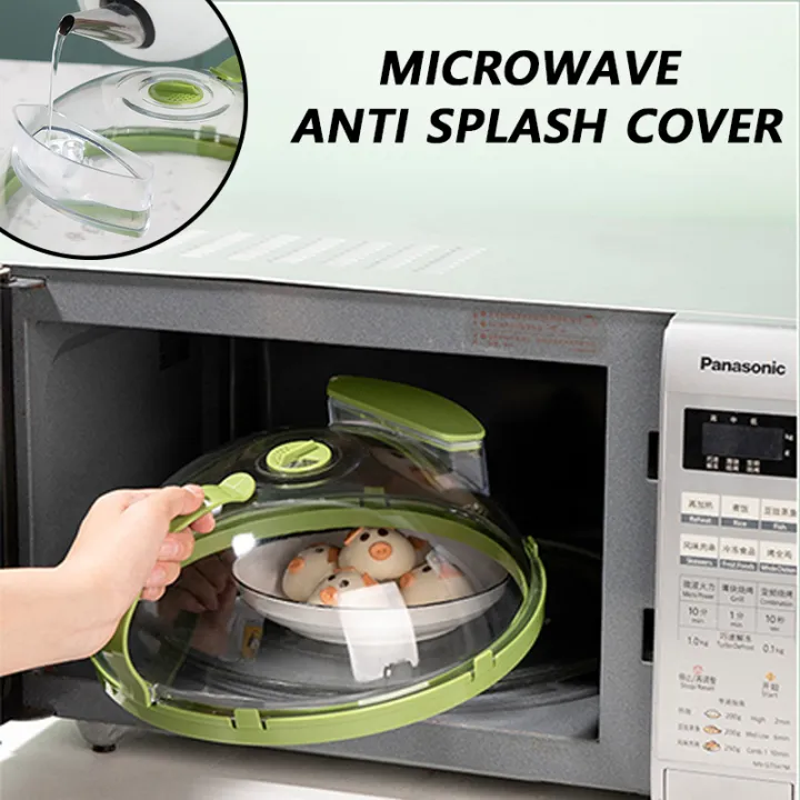Microwave Cover for Food Clear Microwave Splatter Cover with Water Steamer and Handle 10 Inch Plate Covers Kitchen Gadgets