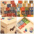 48 Pcs Wooden Alphabet Abc Number 123 Blocks With Box For Baby Toddlers Age 2-7 years - 14'×10'*14 cm. 