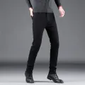 Spring Autumn New Men's Pure Black Slim Jeans Elastic Straight Pants Business Fashion Leisure Korean Vintage Denim Pants Male. 
