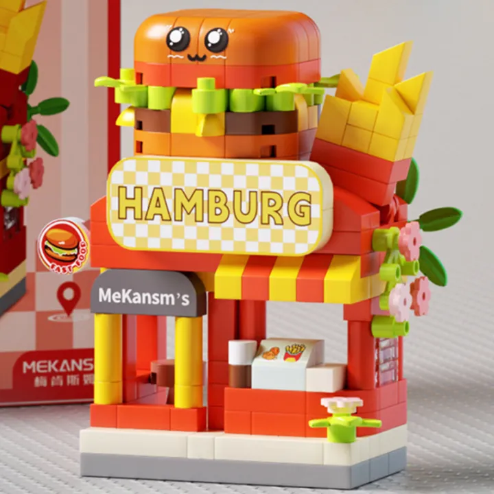 NEW%20DIY%20Hamburger%20Restaurant%20Coffee%20Store%20Flower%20Street%20View%20Food%20Building%20Blocks%20Kit%20Girls%20Bricks%20Movie%20Model%20Kids%20Toy%20Children%20-%20Image%203