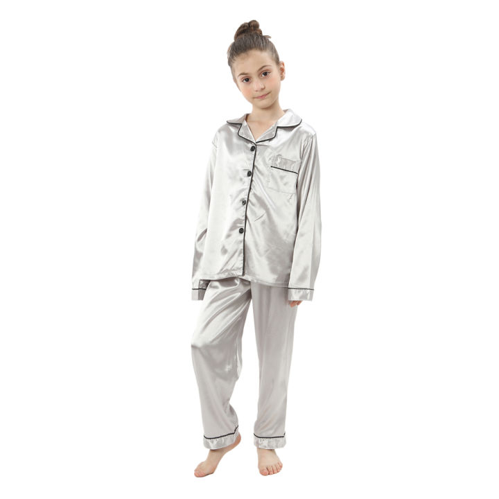 2%204%206%208%2010%2012%2014%20Years%20Children's%20Loungewear%20Teenage%20Satin%20Sleepwear%20Spring%20Autumn%20Boy%20Girl%20Pyjamas%20Kids%20Long%20Sleeved%20Pajama%20Set%20-%20Image%205