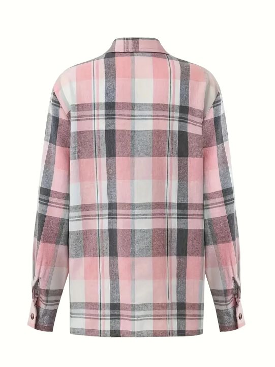 Women%20Plus%20Size%20Fashion%20Plaid%20Printed%20Shirt%20Casual%20Loose%20Long%20Sleeved%20Shirt%20%20Lapel%20Design%20Shirt%20Tops%20-%20Image%204