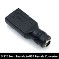 1Pc USB-A to DC 5.5x2.1mm Power Adapter Tip Cable, Male/Female DC Jack Connector for 5V.