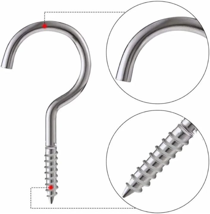 12%20pcs%20Screw%20Hooks%20with%20Wall%201.25%20Inch%20Height%20M%20S%20Screw-in%20Hooks%20Eye%20Bolt%20Ceiling%20Hook%20Screw%20Hanger%20-%20Image%203